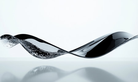 Black liquid wave flowing, studio background, abstract design, advertisementの素材