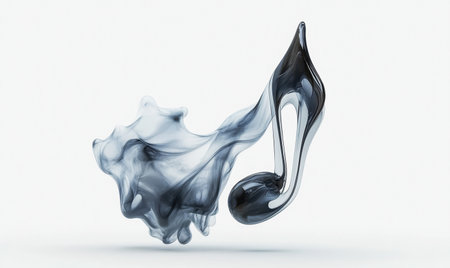 Abstract musical note smoke design, white background, music concept, website headerの素材