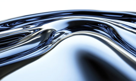 Abstract Blue Liquid Flowing, White Background, Fluid Dynamics, Design Elementの素材