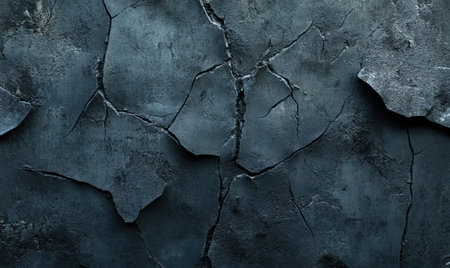 Cracked dark blue wall texture, grunge background for designの素材