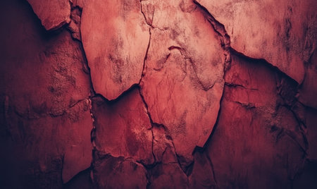 Cracked red stone wall texture backgroundの素材