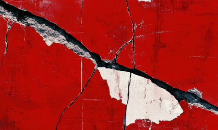 Cracked red wall texture, urban decay background, abstract artの素材