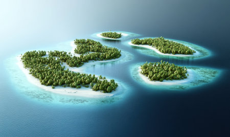 Tropical islands paradise, aerial view, ocean, vacationの素材