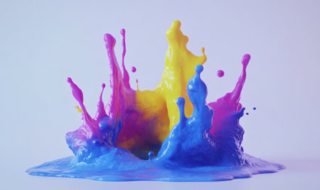 Colorful paint splash explosion on white background; design elementの素材