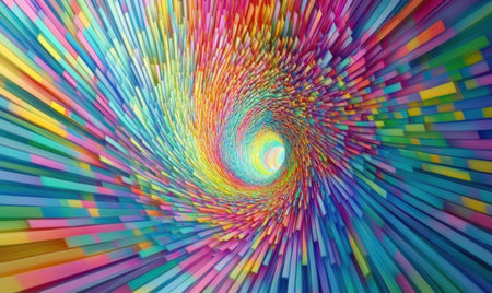 Colorful abstract tunnel; vibrant, swirling digital art; background, website designの素材