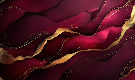 Abstract burgundy gold art, fluid design backgroundの素材