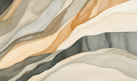 Abstract watercolor beige, grey, and brown waves backgroundの素材