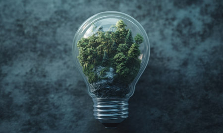 Green Energy Forest in Lightbulb, Sustainable Futureの素材