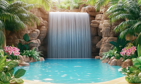 Tropical Waterfall Pool Paradise Relaxation (1)の素材
