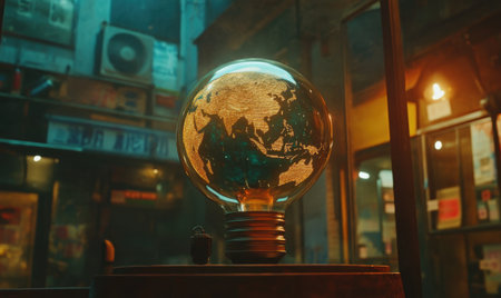 Global ideas, city street, nighttime, Asia focus, concept artの素材