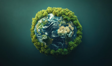 Green Earth  Forest Encircles Planet, Environmental Conservationの素材
