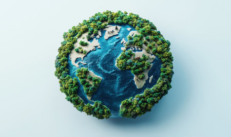 Lush green earth, environmental protection, global sustainability, studio shot, background neutralの素材