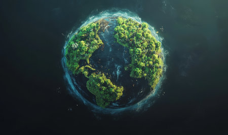Lush green Earth, environmental protection, space background, sustainability concept, for eco-campaignsの素材