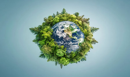 Green Planet Earth, environmental conservation, global ecology, nature background, sustainable futureの素材