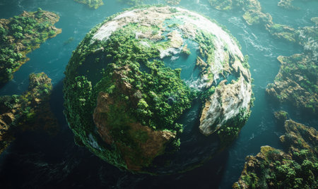 Lush green Earth, aerial view, environmental conservationの素材