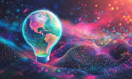Earth Lightbulb Abstract Futuristic Backgroundの素材