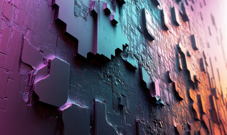 Abstract 3D geometric texture wall; digital art backgroundの素材