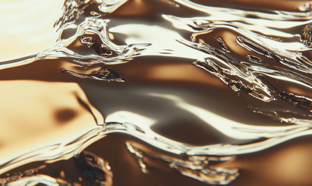 Abstract gold liquid texture, flowing waves, metallic surface, background, designの素材