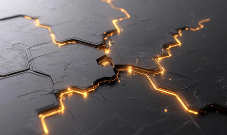 Glowing circuit board texture, abstract tech background, futuristic design, digital artの素材