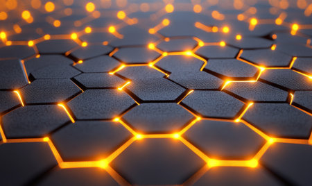 Glowing Hexagon Pattern, Abstract Background, Technology Concept, Website Designの素材
