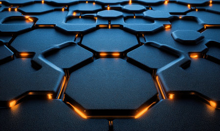 Glowing Hexagon Pattern, Abstract Technology Background, Digital Designの素材