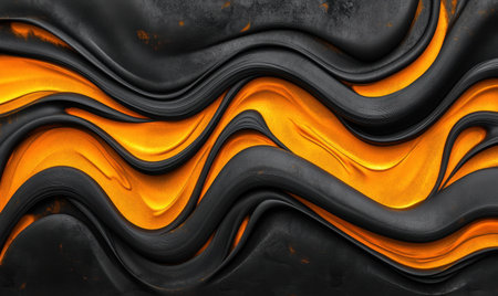 Abstract orange and black waves, flowing texture, background design, website bannerの素材