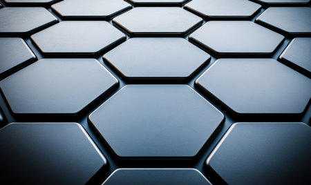 Abstract hexagonal pattern background, dark grey, technology, designの素材