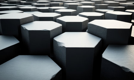 Abstract hexagonal grey stone pattern background textureの素材