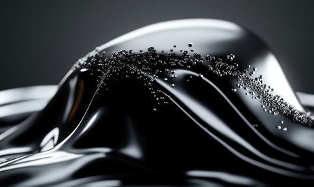Liquid metal surface texture, abstract background, dark reflective design, for tech or science visualsの素材