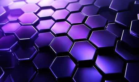 Purple hexagonal pattern, abstract background, technology, designの素材