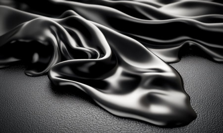 Black silk fabric drapes elegantly, studio shot, dark background, fashion textileの素材