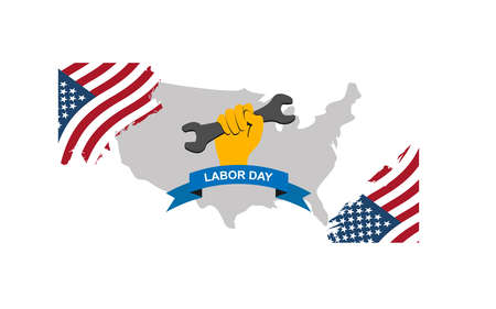 Flat usa labor day design banner with white backgroundのイラスト素材