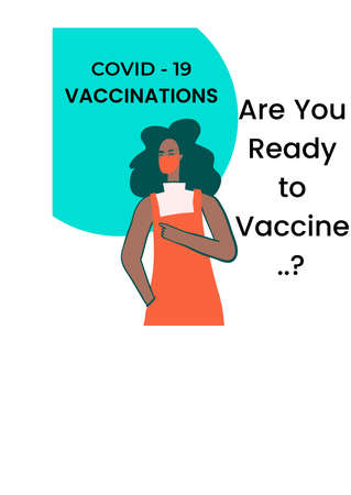 design covid-19 vaccination informations with woman charakter white backgroundのイラスト素材