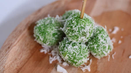 Mojokerto's green klepon cakeの写真素材