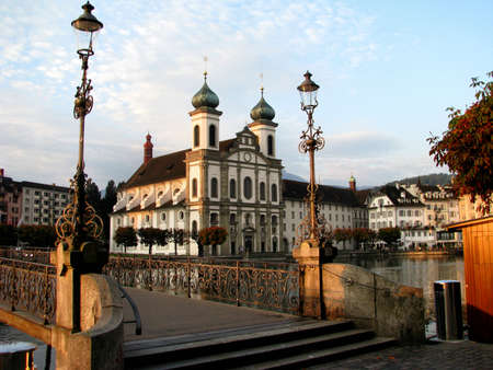 The cathedral of Lucerne in Lucerne, Switzerlandの写真素材