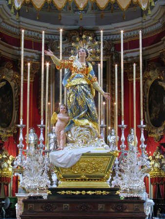 The statue of The Assumption of the Blessed Virgin Mary, at Ghaxaq, Malta.