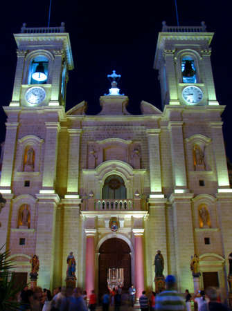 The facade of a church in Zebbug, Malta の写真素材