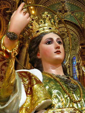 A detail of the statue of Saint Catherine at Zejtun, Malta のeditorial素材