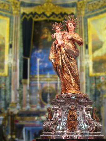 A statue of Our Lady of Graces at Zabbar, Malta の写真素材