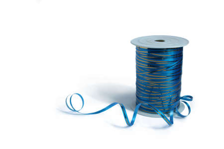 Blue curly ribbonの写真素材