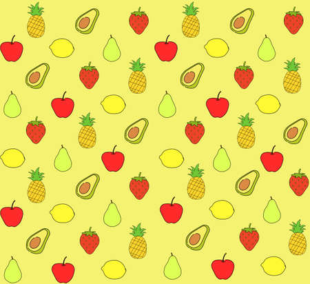 Colorful of Fruits Pattern Vectorのイラスト素材