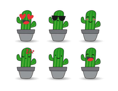 Cactus with emoticon Vectorのイラスト素材