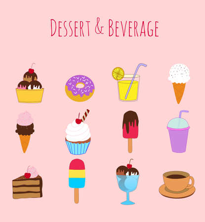 Dessert and beverage collectionのイラスト素材