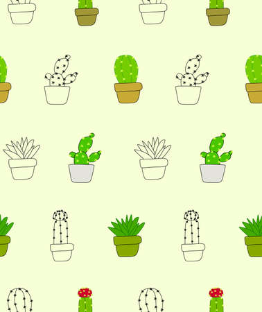 Seamless cactus pattern vectorのイラスト素材