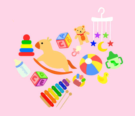 Baby / kid toys and stuffsのイラスト素材