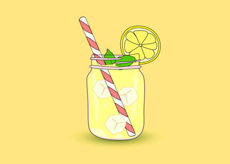 Lemonade in mason jar mugのイラスト素材