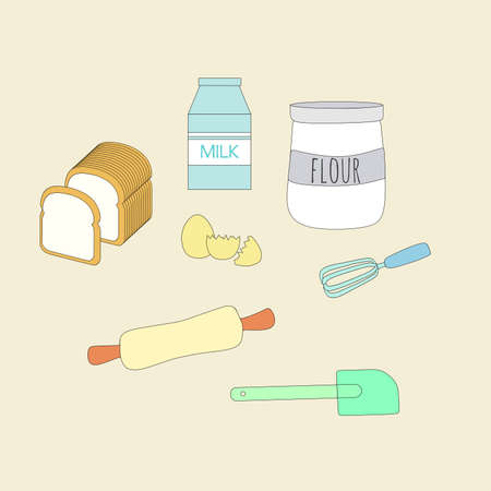 baking ingredients and tools vector ilustrationのイラスト素材