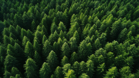 Aerial view of coniferous forest. Top view from droneの素材