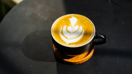 Cappuccino Coffee Cup in the morningの写真素材