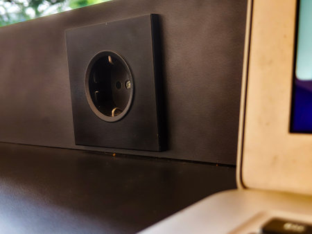black electrical sockets in coworking space
